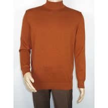 Men's Sweater Knit By BRANGO Turkey Mock Neck Cotton Blend 21050 Tobacco image 8