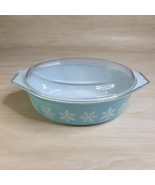 Vintage Pyrex 045 Turquoise Snowflake Oval Casserole Dish with Lid 2 1/2 qt - $916.88 MXN