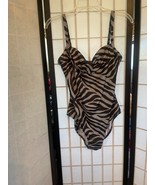 EUC Le Cove Gray &amp; Black Zebra Print One Piece Swimsuit Size 12T - £20.24 GBP