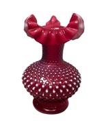Vintage Fenton Cranberry Opalescent Hobnail Art Glass Vase 1961-1962 No.... - $1,903.95 MXN