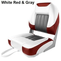 Boat Seat Low Back White Red &amp; Gray Premium Marine Grade Vinyl UV Treated - £63.05 GBP