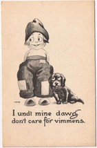 Samson Brothers Postcard Big Eyed Boy Don Care For Vimmens Dawg Wall Made In USA - £15.95 GBP