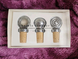 New Pier 1 Imports Aluminum Wine Bottle Stoppers Abstract Art Cork - $11.30