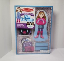 Melissa And Doug Fun Fashions Magnetic Dress-Up Doll stand Wooden Clothe... - $13.54