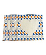 3 Blue Orange White Diamond Heart Sublimation Blank Pillow Case Cover 15... - £7.56 GBP