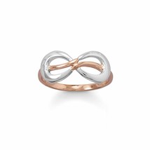 925 Sterling Silver Two Tone Gold Infinity Ring Men Women&#39;s Shiny Fashion Band  - £81.11 GBP
