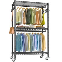 VIPEK V12 Heavy Duty Rolling Garment Rack 3 Tiers Adjustable Wire Shelving Cloth - $203.99