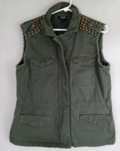 Ana Women&#39;s Army Green Sleeveless Studded Vest With Frayed Sleeves Size ... - $16.48