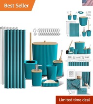 Elegant Teal Bathroom Accessory Set - Complete 20PC Shower Curtain Colle... - $48.50