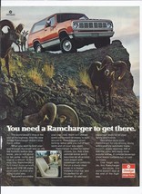 1976 Dodge Ramcharger Print Ad Automobile Car SUV 4x4 8.5&quot; x 11&quot; - $18.92