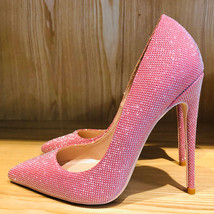 Tikicup Pink Sparkly Bling Women Wedding High Heel Shoes 12cm 10cm 8cm Customize - £58.42 GBP