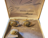 Anson Sterling Silver Vintage 50&#39;s Gold-tone Oval Cufflinks &amp; Tie Pin - £17.97 GBP