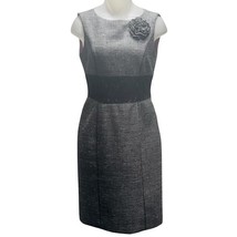 MUSE Dress Womens Size 8 Gray Tweed Flower Detail Sleeveless Panel Sheath Dress  - £21.22 GBP