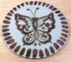 El Palomar Butterfly Brown Tile Trivet Mexican Pottery Mexico Mouse Mark - $28.04