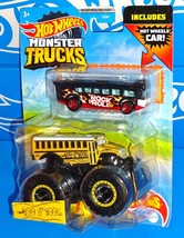 Hot Wheels 2022 Monster Trucks w/ Bonus Car Too S&#39;Cool &amp; Hot Wheels High Bus - £9.87 GBP