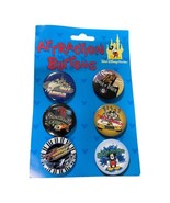 Walt Disney World Attractions Pinback Set Of 6 Buttons 1990s Park Souvenir - £18.07 GBP