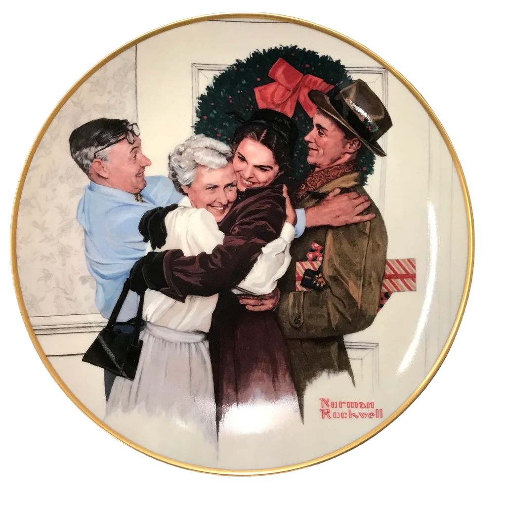 Christmas1985 Norman Rockwell Gorham Christmas Plate Home for the Holidays #6755 - $9.89