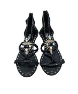 Ivy Kirzhner Basil Black Snakeskin Gladiator Sandals Cabochon Crystals S... - $135.40 CAD
