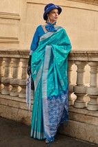 Ocean Blue Soft Silk Saree With Blouse Piece \\ Handloom Weaving \\ designer ele - £75.19 GBP