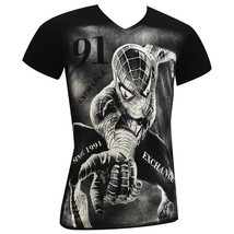 Nwt Spiderman Superhero Exchange Men&#39;s V-NECK Crew Neck Short Sleeve T-SHIRT S - £9.34 GBP