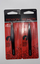 Lot Of 2 Revlon Stainless Steel Accurate Shaping Tweezers Model #74210 - £11.66 GBP