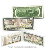 WEDDING DAY Bride &amp; Groom Married Gift Genuine $2 U.S. Bill with White D... - £11.13 GBP