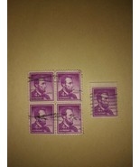 Lot #2 5 1954 Lincoln 4 Cent Cancelled Postage Stamps Purple Vintage VTG... - £7.88 GBP