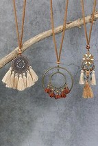 Multicolor 3pcs Bohemian Retro Tasseled Pendant Necklace - $11.74