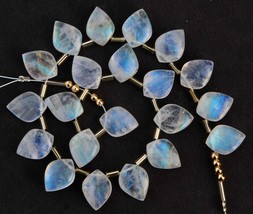 10 pieces smooth leaf shape White RAINBOW MOONSTONE briolette beads 11x14 to 11x - £45.55 GBP