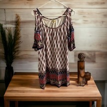 Fig and Flower Cold Shoulder 100% Rayon Paisley Print Lined Shift Dress ... - $30.82 CAD
