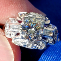 Earth mined Diamond Deco Engagement Ring 1.26 carat Vintage Platinum Solitaire 6 - $10,445.25