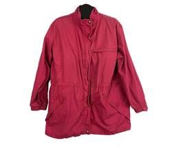VTG Cottage Essentials Soft Red Rain Jacket MEDIUM Snap Closure Women&#39;s  - $29.69