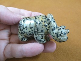 (Y-RHI-735) spotted RHINO rhinoceros gemstone FIGURINE carving love baby rhinos - $17.53