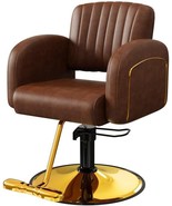 Baasha Professional Brown Gold Salon Chair Comfortable Stylist Chair with  - $335.99