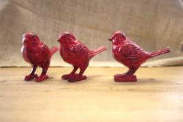 3 Cast Iron Cardinal Bird Statues Figurine Art Sculpture Garden Decor We... - £26.54 GBP