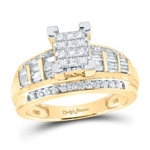 Authenticity Guarantee 
10kt Yellow Gold Princess Diamond Cluster Bridal Wedd... - £869.07 GBP