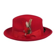 Men's Milani Wool Fedora Hat Soft Crushable Lined FD219 Fire Red image 4