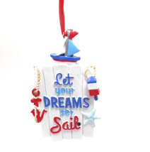 Midwest -CBK  Let your dreams Sail Sign Ornament Sailing Double Sided - £10.23 GBP