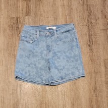 Levi Mid Length Floral Denim Jean Shorts ~ Sz 24 ~ Low Rise ~ Blue ~ 5.5&quot; Inseam - £14.79 GBP