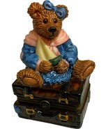 Boyds Bears Bearware Pottery Bear on Trunk Suitcase w/ Sailboat Trinket ... - £15.63 GBP