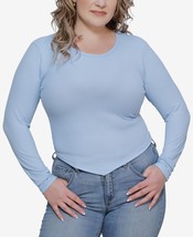 Just Polly Juniors Trendy Plus Size V-Hem Ribbed Top Color Powder Blue Size 2X - £22.12 GBP