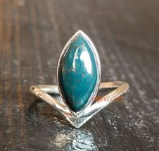 Marquise Green Bloodstone Ring 925 Silver Women Ring March Birthstone Women Ring - £41.56 GBP