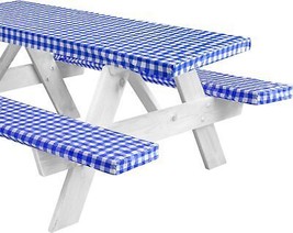 LINPRO 6ft Vinyl Fitted Picnic Table Cover with Bench Covers - Camper and Travel - £18.97 GBP