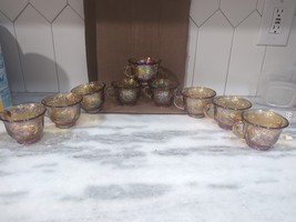 Harvest Grape Carnival Glass Punch Cups, Set of 9 Vintage Indiana Marigo... - $49.50