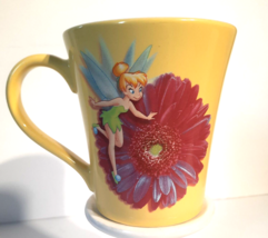 Disney Store Exclusive Tinkerbell Dahlia Yellow Coffee Mug Purple Floral Flower - £9.51 GBP