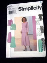 Simplicity Pattern 8401 Misses/Miss Petite top skirt &amp; pants Sz K 8-12 - £4.59 GBP