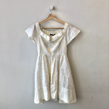 2 - Tibi White Flutter Short Sleeve Textured A Line Cotton Cupro Dress 0... - $60.00