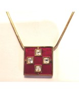 GIVENCHY 1976 Paris New York Choker Necklace Red Enamel Rhinestones Gold... - $114.95