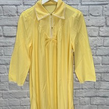 Vintage Heiress Lightweight Fleece Nightgown Size M Yellow Lace Long Sle... - £46.40 GBP