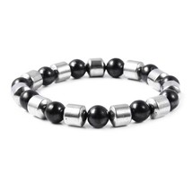122 ctw Shungite and Magnetic Hematite Beads Stretch Braclet W/Gift Box ... - $26.99